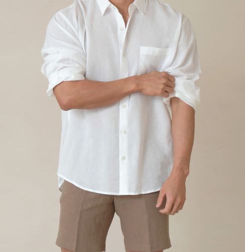 Cotton and linen long sleeved shirt