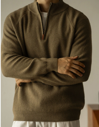 Warm Half High Collar Zipper Sweater