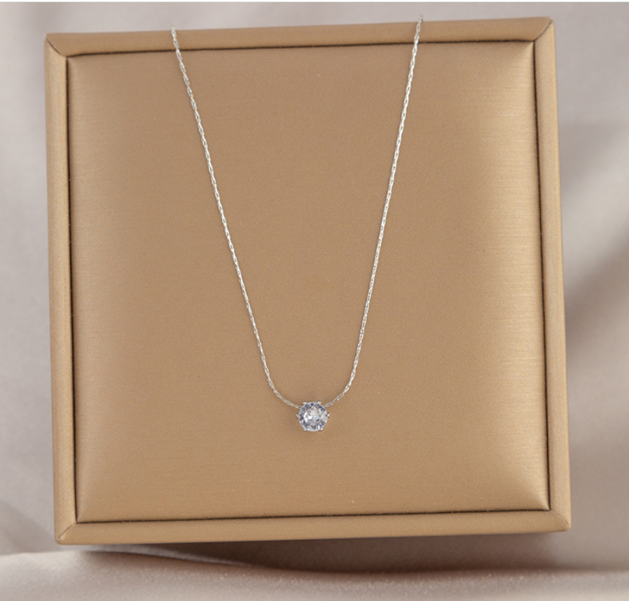 Mini round diamond pendant necklace