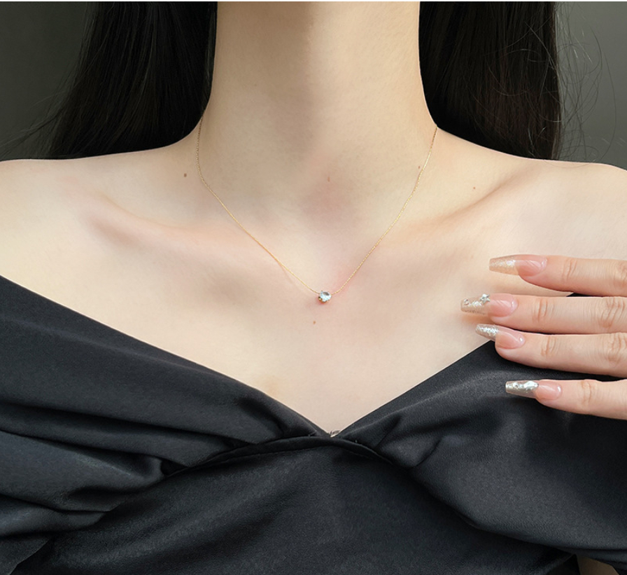 Mini round diamond pendant necklace