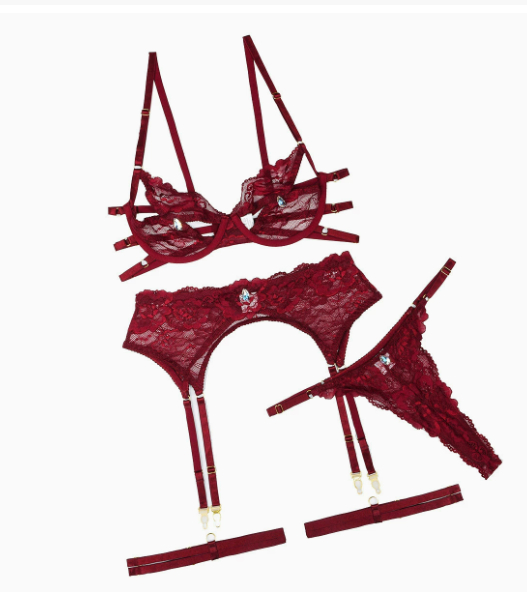 Sexy lace sheer lingerie set - four-piece set