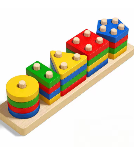 Montessori children's geometric educational assembly blocks