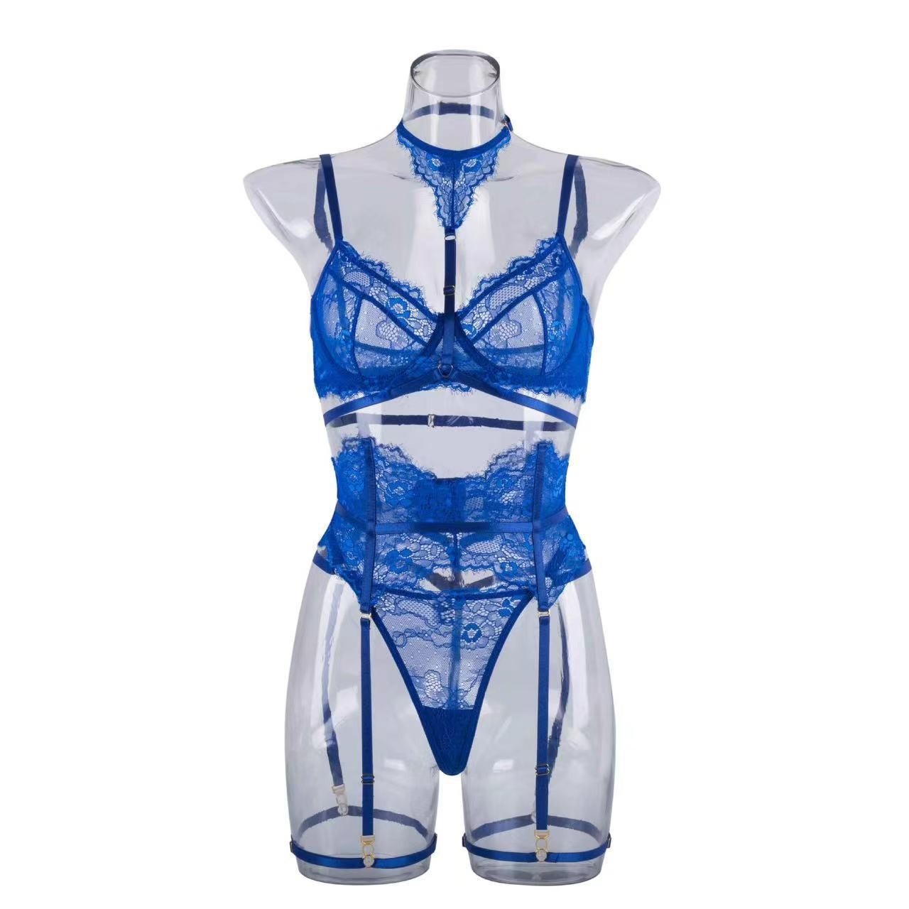 Fashionable lace patchwork lingerie set