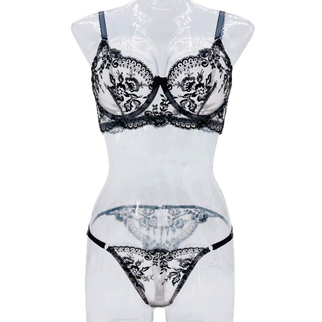 Flower Embroidery Sheer Mesh Sexy Simple And Comfortable Generous Suit