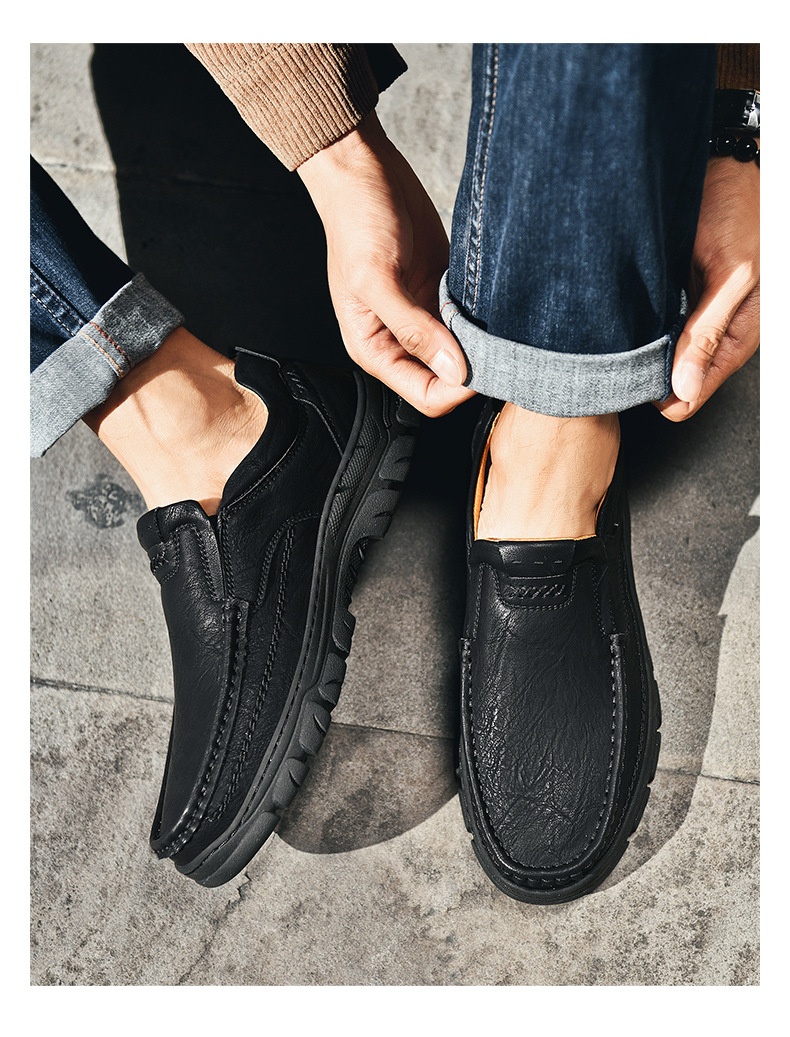 Men's leather casual loafers for fashion style image