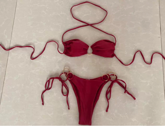 Sexy round-hole open-string necktie swimming suit