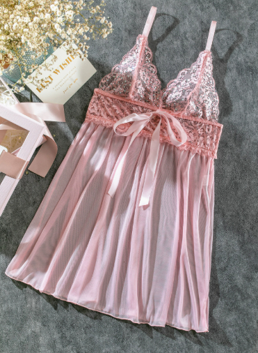 Net-sheer dress with bandeau lingerie