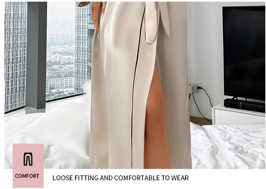 Women's long-sleeved bathrobe-style high-end pajamas