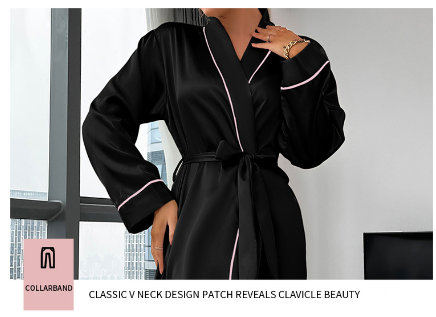 Women's long-sleeved bathrobe-style high-end pajamas