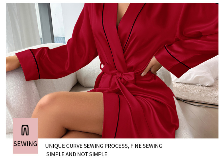 Women's long-sleeved bathrobe-style high-end pajamas