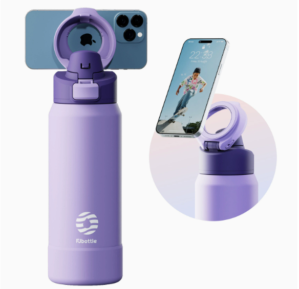 Magnetic thermos cup phone holder