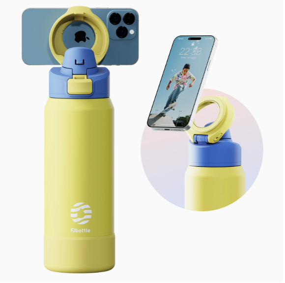 Magnetic thermos cup phone holder