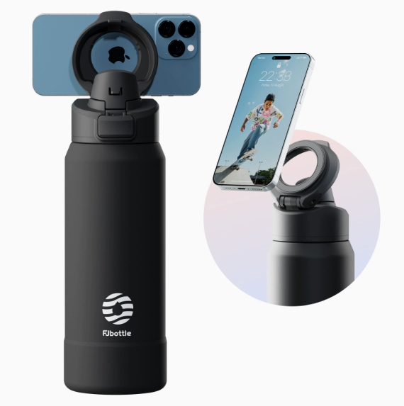 Magnetic thermos cup phone holder
