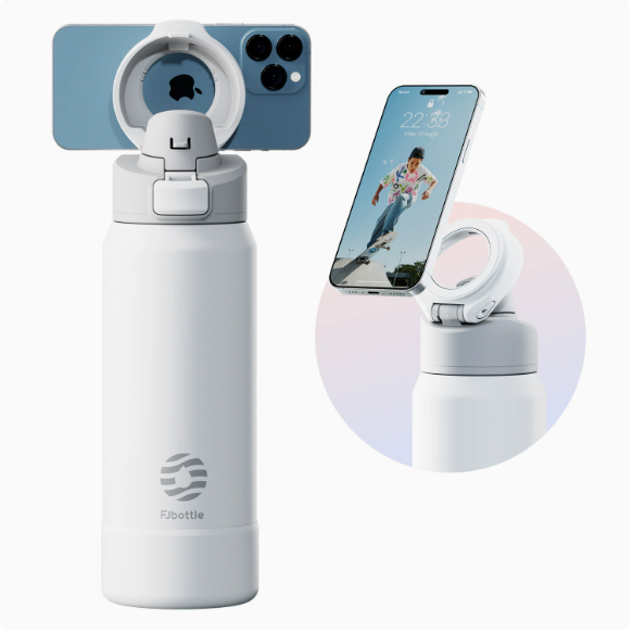 Magnetic thermos cup phone holder