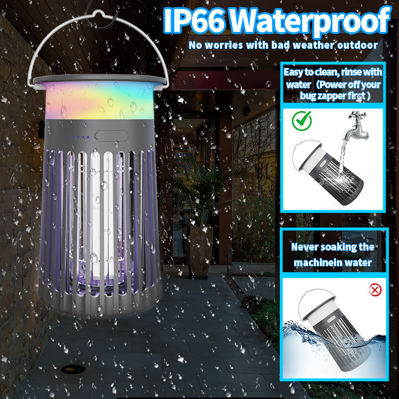Outdoor 4-in-1 sensor adjustable electric mosquito repellent lamp that can be hung
