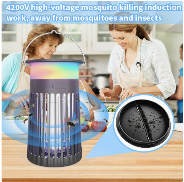 Outdoor 4-in-1 sensor adjustable electric mosquito repellent lamp that can be hung