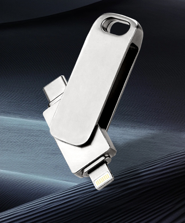 High-capacity metal USB flash drive, 2-in-1 dual-interface mobile phone USB flash drive