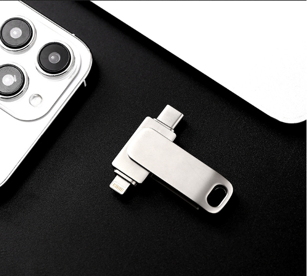 High-capacity metal USB flash drive, 2-in-1 dual-interface mobile phone USB flash drive