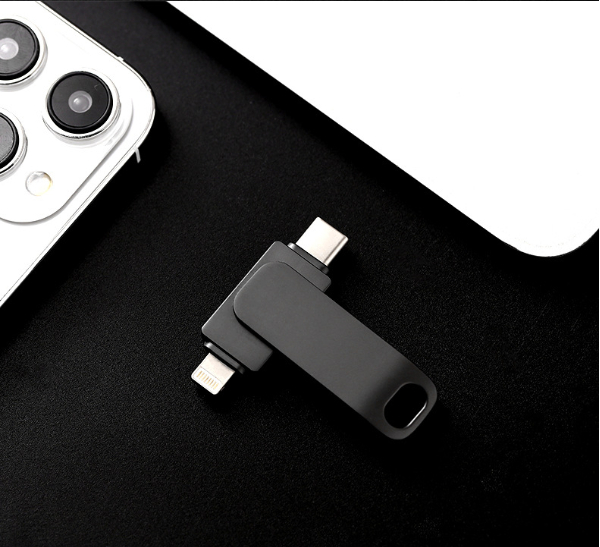 High-capacity metal USB flash drive, 2-in-1 dual-interface mobile phone USB flash drive