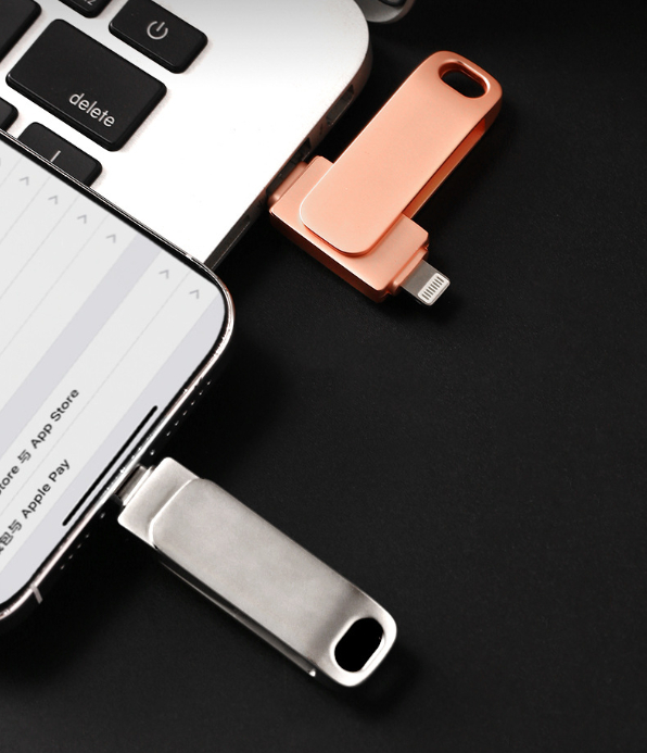 High-capacity metal USB flash drive, 2-in-1 dual-interface mobile phone USB flash drive