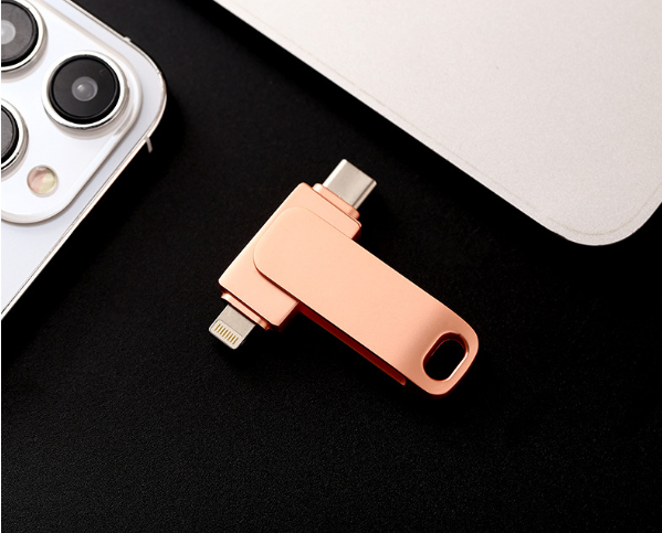 High-capacity metal USB flash drive, 2-in-1 dual-interface mobile phone USB flash drive