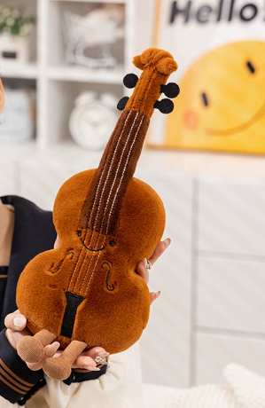 Creative simulation instrument guitar pipa pillow plush toy doll musical notes violin play image