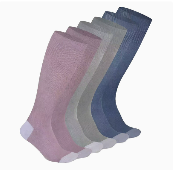 Bamboo fiber compression socks for sports, fitness, color-blocked, breathable, compression running image