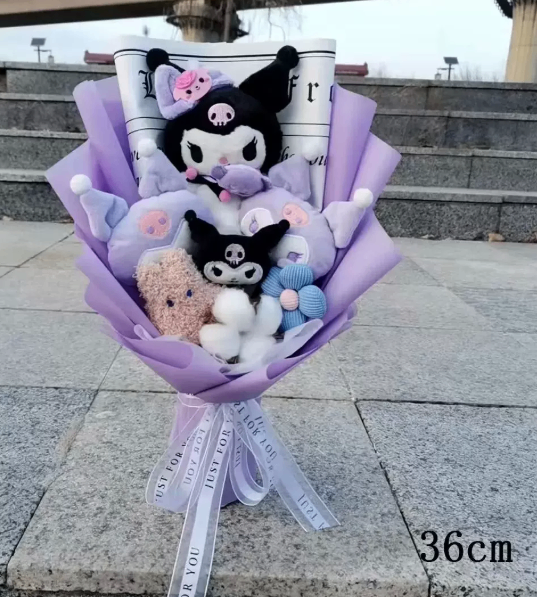 Graduation figurine wool flower bouquet image