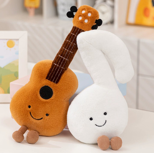 Creative simulation instrument guitar pipa pillow plush toy doll musical notes violin play