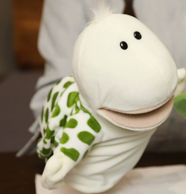 A variety of plush animal hand puppets