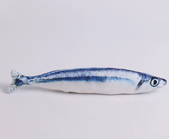 Simulated pet fish toy cat grinding teeth and biting plush fish