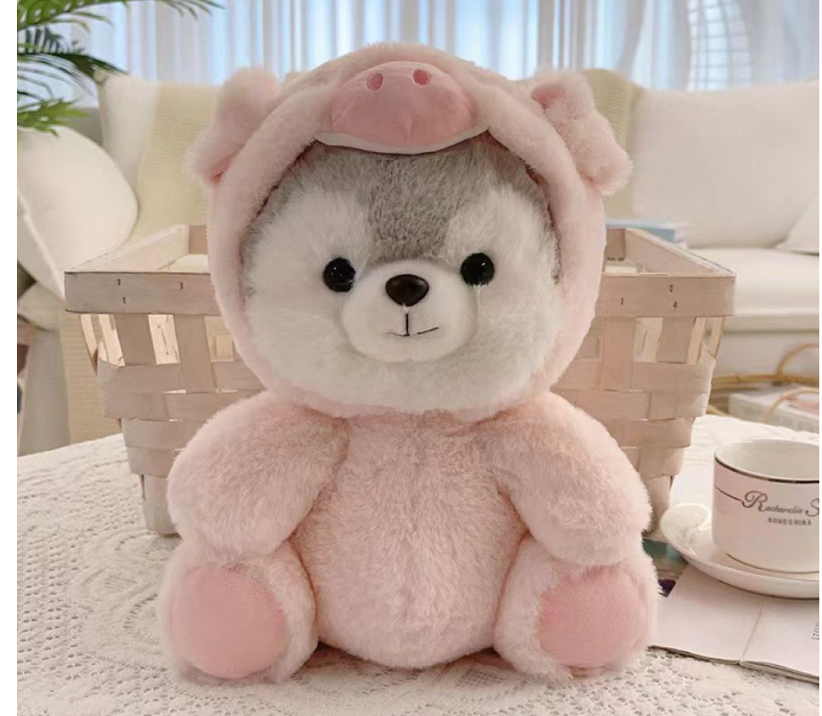 Cute transformation husky plush toy doll