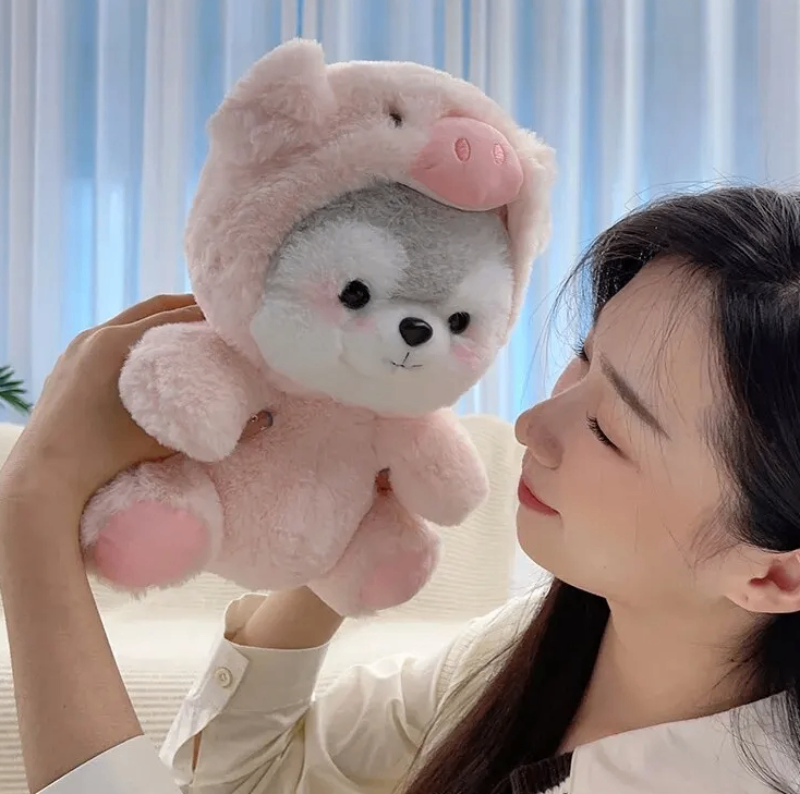 Cute transformation husky plush toy doll image
