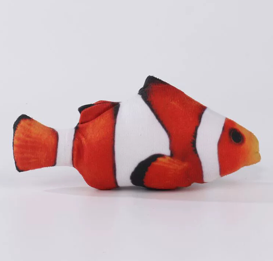 Simulated pet fish toy cat grinding teeth and biting plush fish