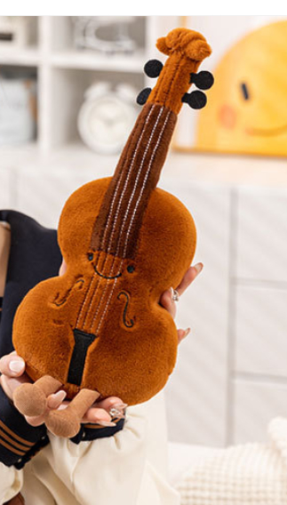 Creative simulation instrument guitar pipa pillow plush toy doll musical notes violin play