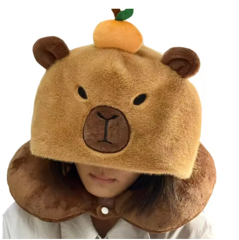 Capybara Plush Hooded Neck Pillow
