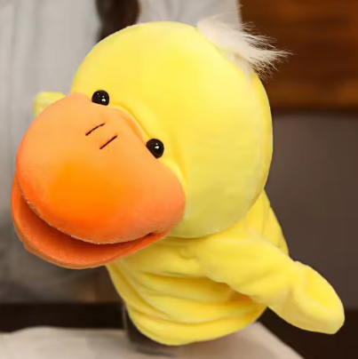 A variety of plush animal hand puppets
