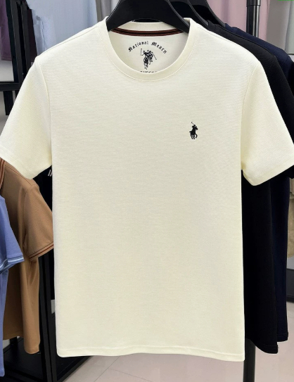 Round neck short sleeved T-shirt men's new pure cotton half sleeved top