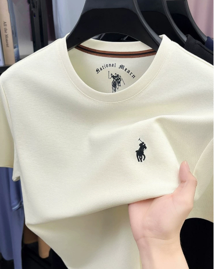Round neck short sleeved T-shirt men's new pure cotton half sleeved top