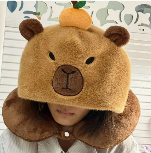 Capybara Plush Hooded Neck Pillow image