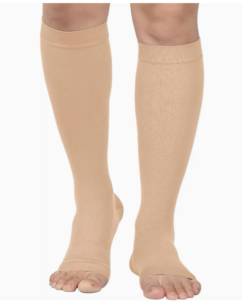 Open-toe compression stockings for summer sports and leg wear