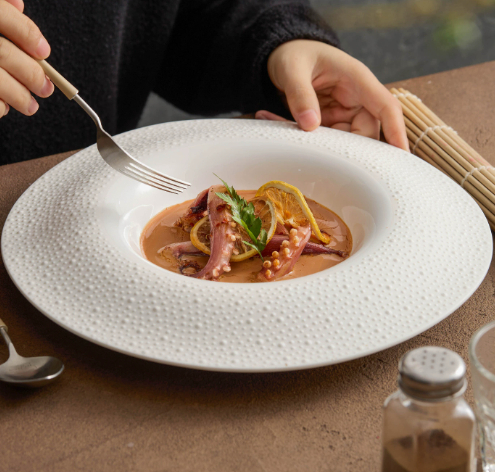 Factory Sesame Dot Round Ceramic Plate