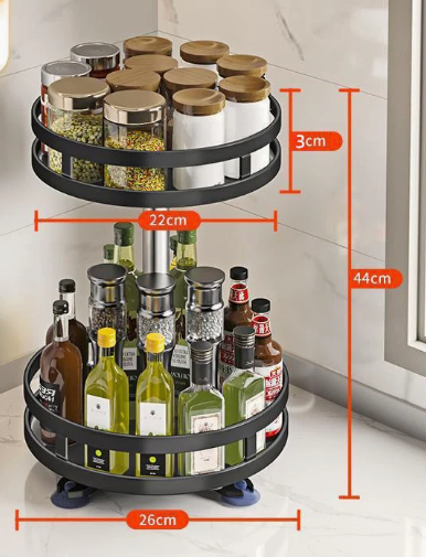 360-degree rotating kitchen storage rack - versatile multi-functional dishware storage rack for home countertops
