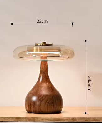Medieval solid wood bedside table lamp for bedroom. Japanese-style vintage study glass table lamp.