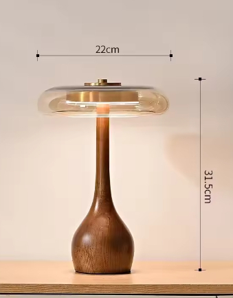 Medieval solid wood bedside table lamp for bedroom. Japanese-style vintage study glass table lamp.