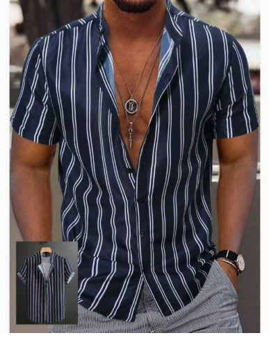 Men's Hawaiian Style 3D Floral Print Button Pocket Short-Sleeve Shirt image