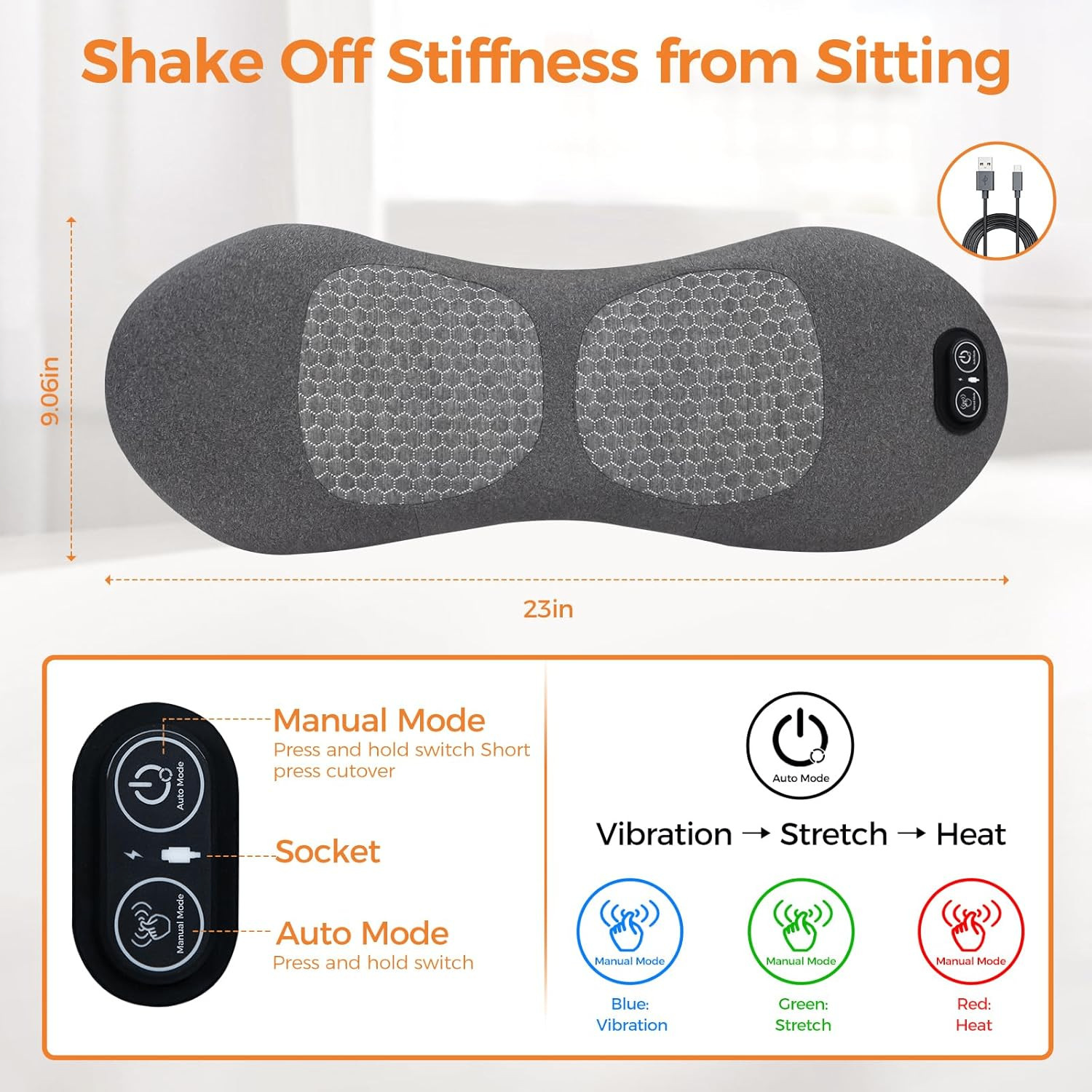 3-in-1 rechargeable lumbar pillow/bed cushion image