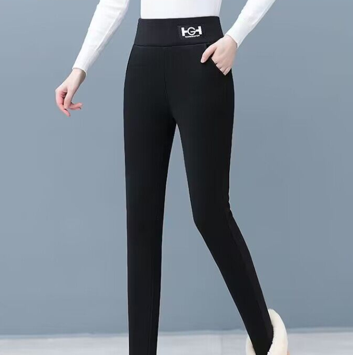 Lambswool leggings, winter fleece-lined, thick and warm tights