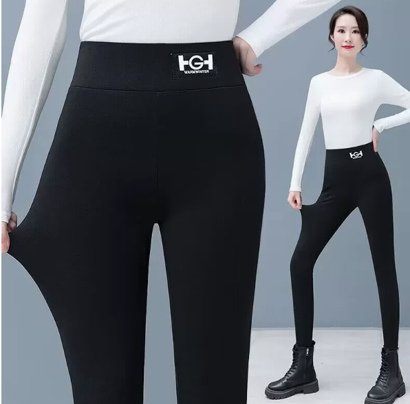 Lambswool leggings, winter fleece-lined, thick and warm tights image