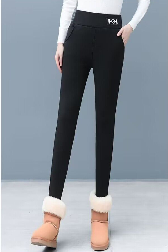 Lambswool leggings, winter fleece-lined, thick and warm tights